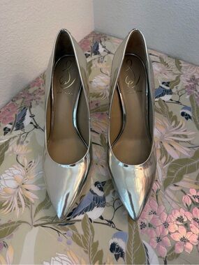 Sam Edelman Metallic Silver Pointed Toe Stiletto Heels